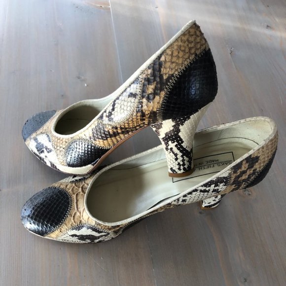 Saks Fifth Avenue Snakeskin Pattern Multi-color Leather Pumps - Picture 5 of 8